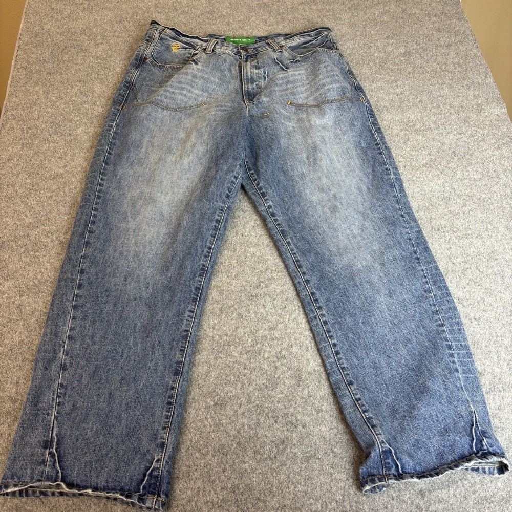 Rocawear Jeans Mens Vintage Y2K 42x33 Baggy Streetwear Embroidered Logos‎ Faded